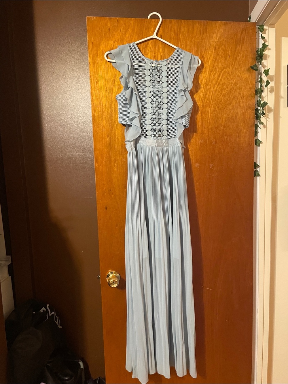 Light Blue Women’s Maxi Dress with Crochet Bodice